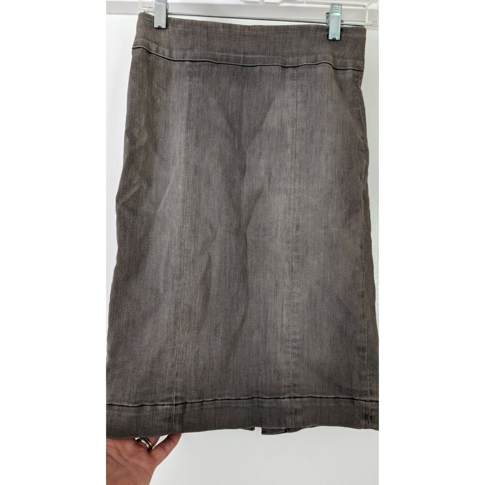 NSF high waisted pencil skirt gray denim zip back sz P XS